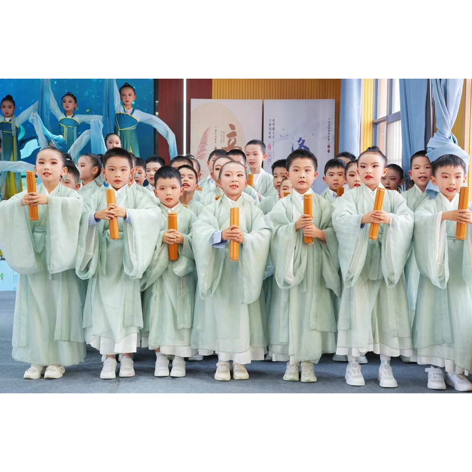 儿童魏晋风汉服男女童国学服古装小学生书童三字经开笔礼演出服装