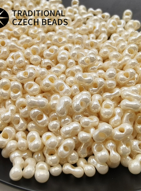 捷克进口46112珍珠色玻璃米珠花生珠水滴珠 手工diy手链串珠配件