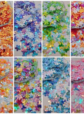 有孔金光亮片diy饰品配件 10mm立体五叶花凹珠片婚纱美容服装辅料