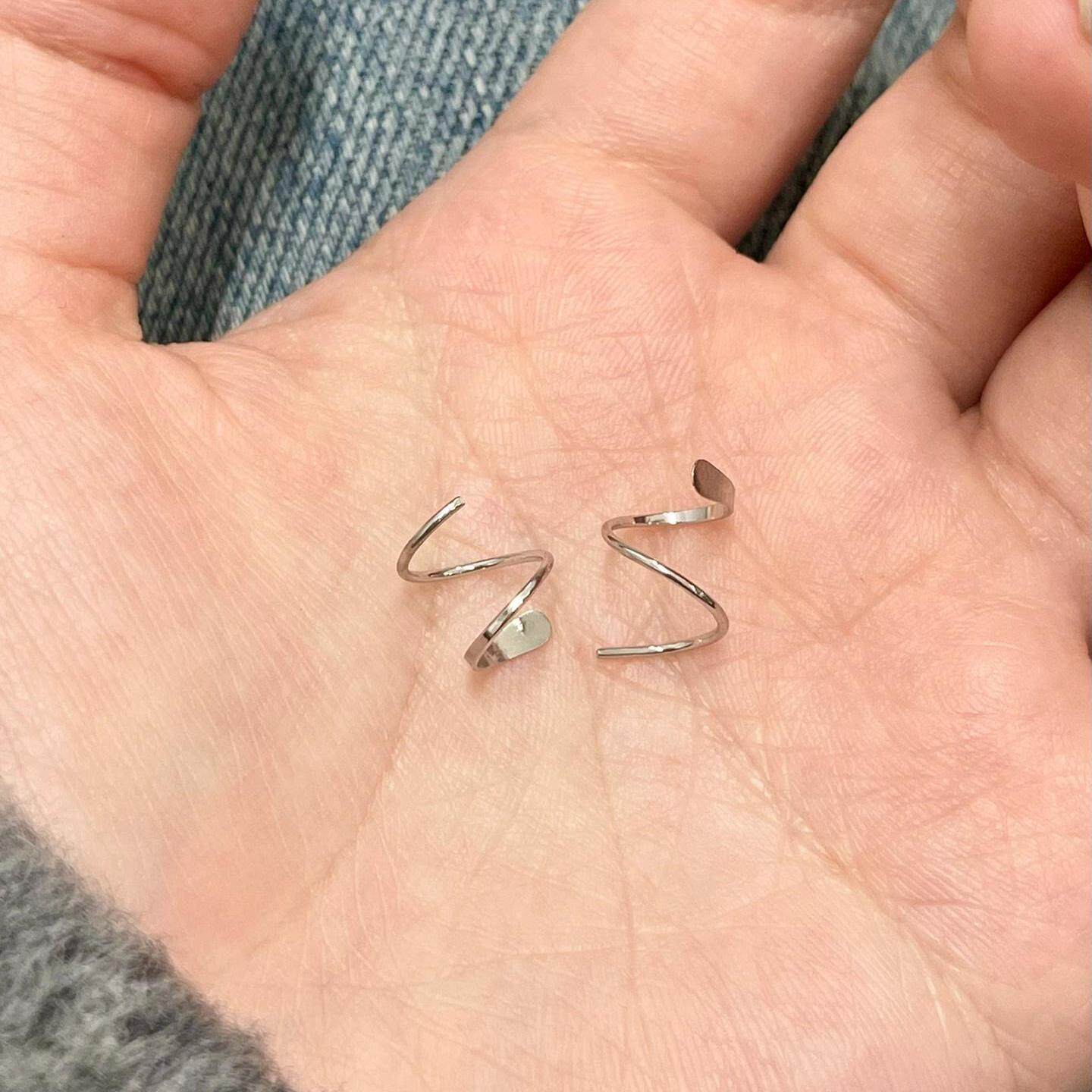 实现双耳洞!通体925纯银旋转圈圈耳钉极简耳饰ins风几何百搭耳环