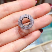 豪华款 10mm代镶托帕石 圆形8 s925银饰品戒指空托 水晶时尚