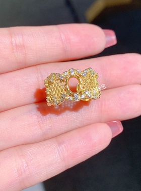 s925纯银戒指空托宽戒椭圆形5*7mm代镶欧泊 坦桑 红宝石时尚百搭m