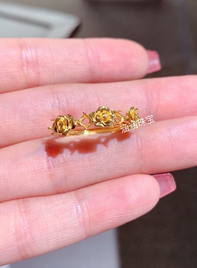 s925纯银戒指空托圆形3*3mm代镶碧玺 欧泊红宝石 祖母绿 简单清新