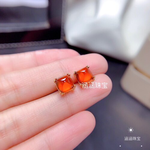 空托简单款代镶芬达糖塔黄晶耳钉
