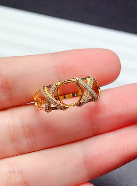 s925纯银戒指空托女饰品椭圆形7*8mm豪华大气未镶嵌  x