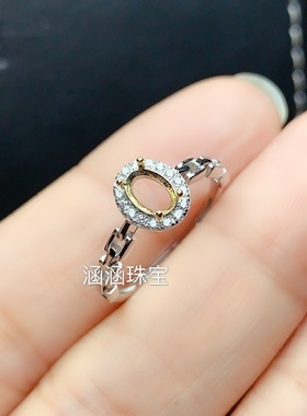 银饰品s925椭圆形蓝宝石日韩戒指