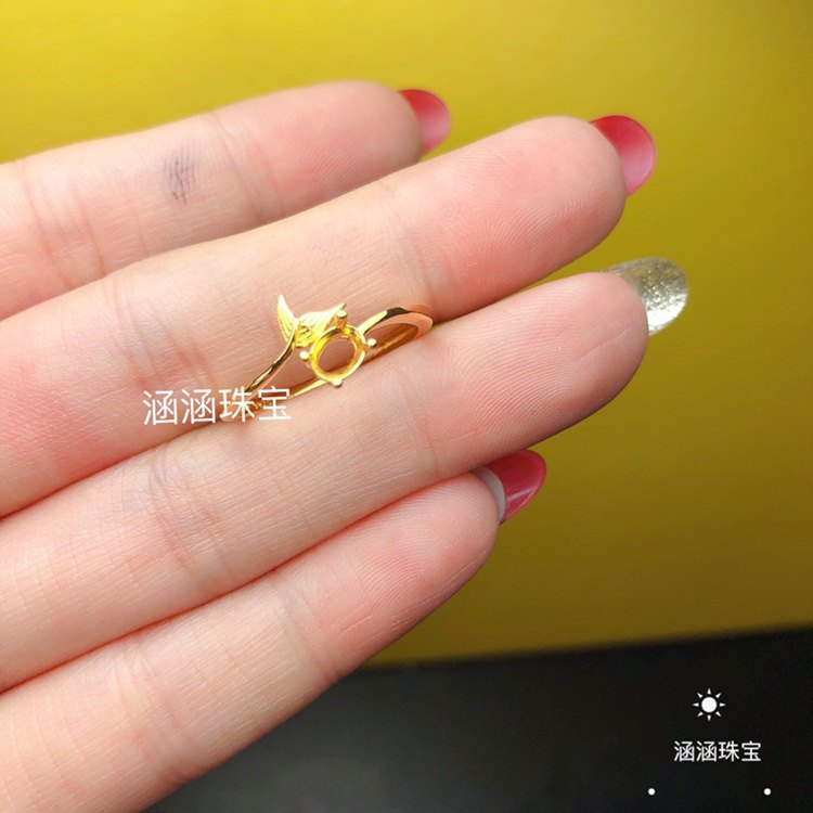 椭圆形蓝宝石日韩风戒指空托