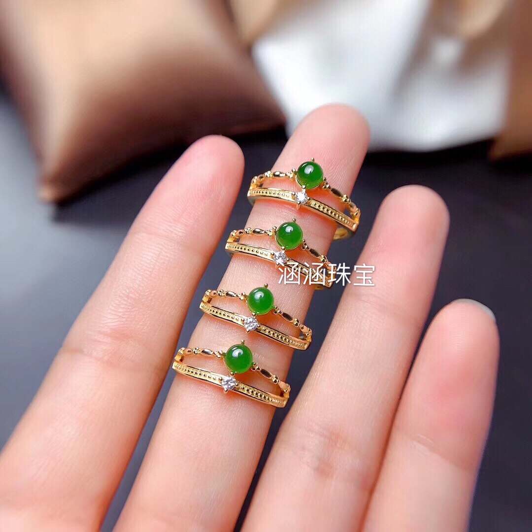 银饰品圆形碧玉戒指空托