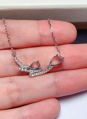 精美时尚气质百搭水滴形4*6/5*7mm项链空托 饰品 925银 x