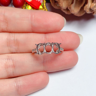 s925银戒指空托 简约清新 椭圆形5*7mm 饰品礼物日韩百搭 ym