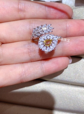 s925纯银戒指空托水滴形4*5mm双色款 代镶红宝石 祖母绿时尚百搭