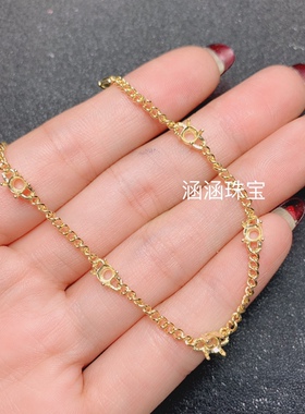 s925银手链空托简单款圆形4*4mm代镶透辉石 欧泊 月光石 礼物  m