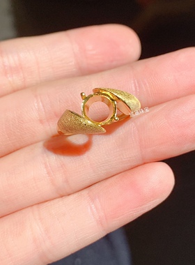 s925银饰品戒指空托复古磨砂款圆6圆8 6*68*8代镶水晶月光石简约m