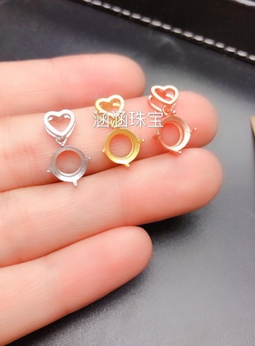 古法银空托简单四爪圆形莫桑