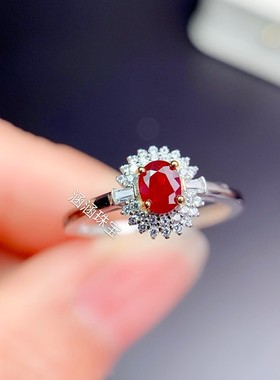 银饰品椭圆形蓝宝石戒指空托