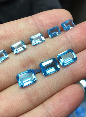 天然托帕石裸石戒面长方形4--