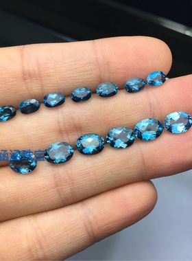 天然伦敦蓝托帕石裸石镶嵌