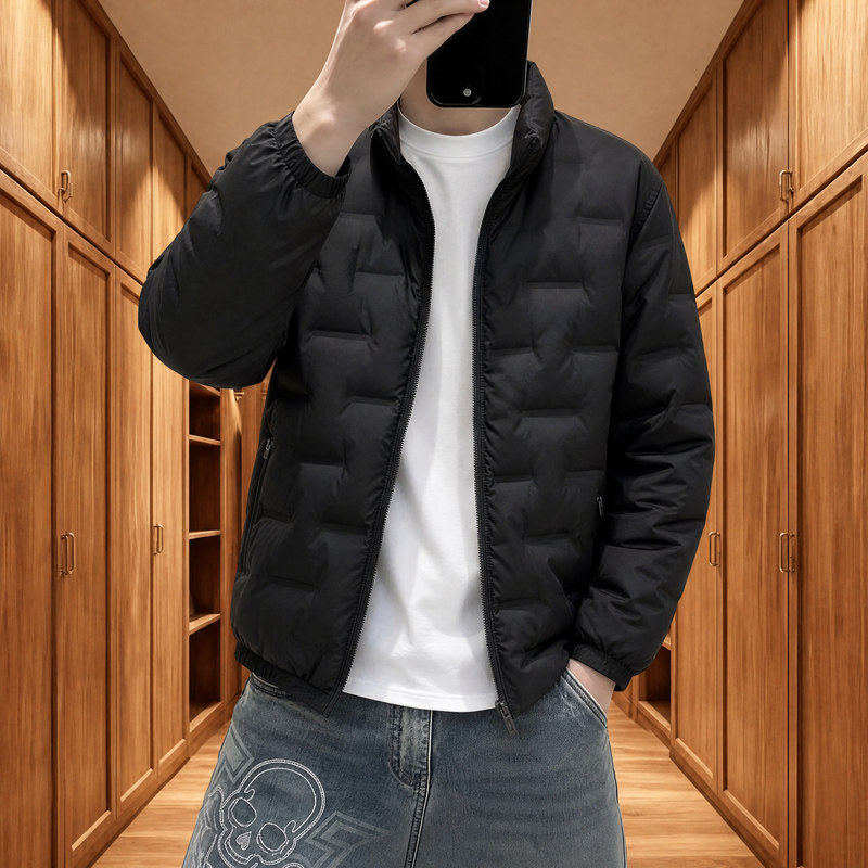 男士立领轻奢外套简约穿搭利落大气稳重潮流单品秋冬季新款薄棉衣