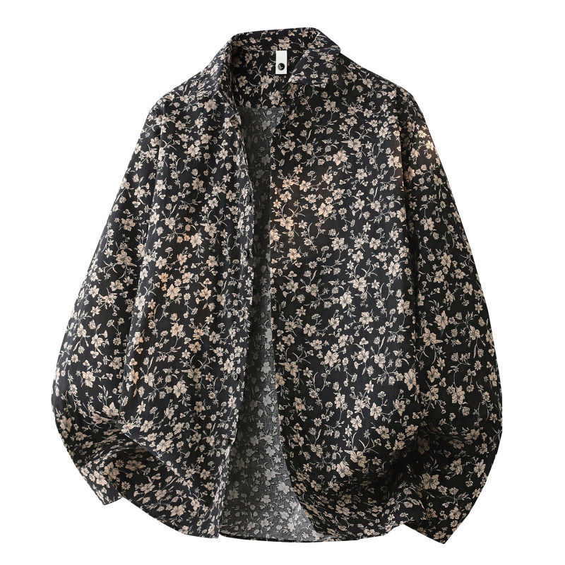 2026春季新款轻奢暗纹花卉长袖衬衫男高级感商务休闲上衣青年衬衣