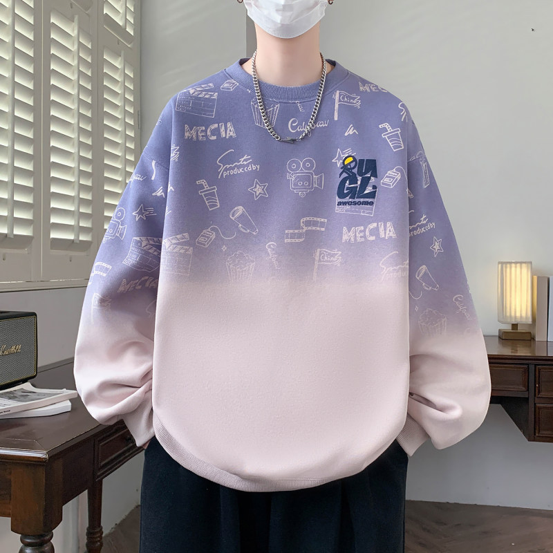 2026秋季新款青少年拼色卫衣男时尚学生棉质青年潮流时尚百搭上衣