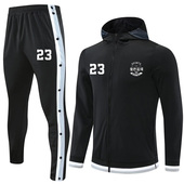 训练服全开扣裤 篮球出场服连帽套装 秋冬长袖 投篮运动服全套定制号