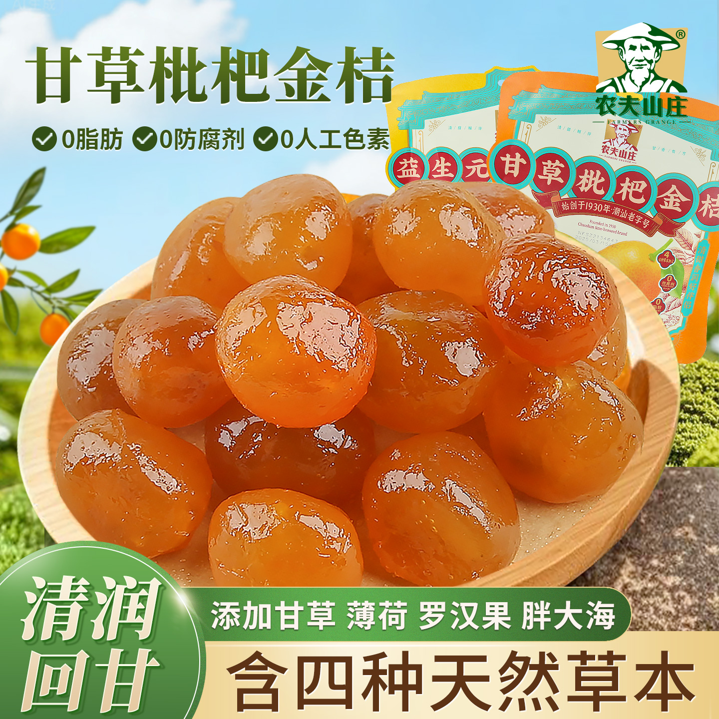 甘草枇杷金桔干益生元柠檬金桔干