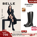 周雨彤同款百丽月光骑士靴冬季女真皮显瘦瘦加绒高长筒靴子3EL73D