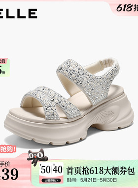 百丽闪钻运动凉鞋子26夏季新款厚底增高沙滩凉鞋女B3122BL6