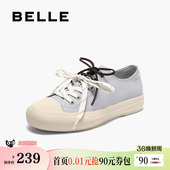 运动休闲小白鞋 百丽双鞋 新款 女秋季 子E2B1DCM5 带厚底帆布鞋