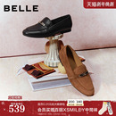 豆豆单鞋 小皮鞋 子B2976AA6 女2026新款 百丽羊皮平底一脚蹬乐福鞋