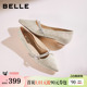 年会不累脚秀禾婚鞋 新款 子B2989A 女2026春季 百丽平底浅口金色单鞋