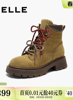 百丽靴子女厚底大黄工装马丁靴冬新休闲西部短靴E4W2DDD5