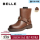 休闲短筒马丁靴复古短靴西部靴B2170DZ4 新款 百丽女鞋 子冬季