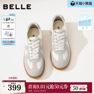 网面小白鞋 张凌赫同款 休闲新款 散文诗芭蕾德训鞋 B0992预 百丽女鞋