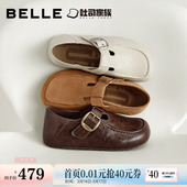 一脚蹬乐福鞋 女鞋 E9E1DA预 百丽伯爵吐司全包勃肯鞋 周雨彤梁洁同款
