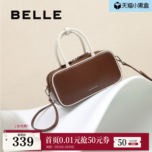 博主推荐 绒面手提小方保龄球波士顿包X7273BX5 百丽包包女新款