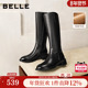 百丽女靴子厚底高跟骑士靴长筒靴冬季 新款 加绒长靴显瘦B2861DG5