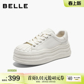 厚底增高休闲运动鞋 新款 子B3076AM6 女2026春季 百丽贝壳头小白板鞋