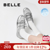 透气运动休闲鞋 百丽复古网面蝴蝶结芭蕾风德训鞋 女新款 3QSB8BM5