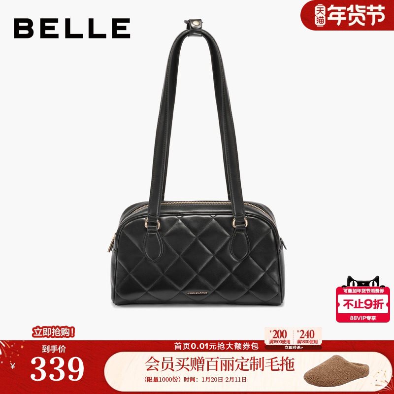 百丽包包女25冬季新款大容量通勤休闲小香风单肩波士顿包X7409DX5,箱包皮具/热销女包/男包,腋下包,淘宝优惠券,粉丝福利购,淘宝优惠卷