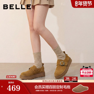 增高休闲乐福单鞋 新款 子F3V1DAA6 女26春季 百丽坚果拿铁厚底勃肯鞋