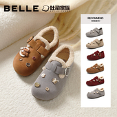 保暖棉鞋 毛毛勃肯鞋 直播 百丽小福马吐司鞋