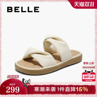 可外穿海边沙滩鞋 夏新款 D5E1DBT5 子膨膨舒适休闲凉拖鞋 百丽女鞋