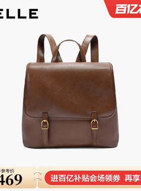 百丽包包女25冬新款商场同款油蜡质感通勤户外实用双肩包F3059AX6