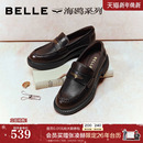 单鞋 孙乐言推荐 真皮黑色小皮鞋 女26新款 B2972AA6预 百丽海鸥乐福鞋