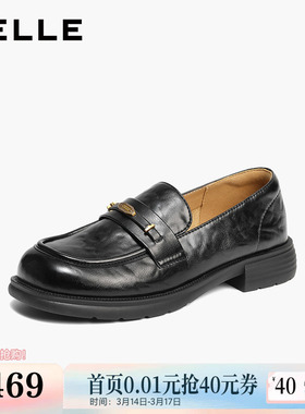 百丽元宝复古乐福鞋女2026春季新款黑色小皮鞋单鞋子F6S1DAA6