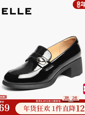 百丽粗高跟海鸥乐福鞋女秋季新款不累脚深口单鞋子E1C1DCA5