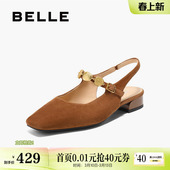 玛丽珍浅口平底单鞋 新款 子3SS30BH5 女夏季 百丽方头包头凉鞋