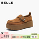 全包休闲单鞋 新款 子B3080AM6 女2026春季 百丽复古厚底增高勃肯鞋