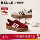 情人节礼物 百丽女鞋 跑道板栗德训鞋 红色新年厚底休闲板鞋 E9Z1